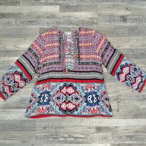 Kyla Seo Boho Multicolor Mixed Pattern Lightweight Blouse S47